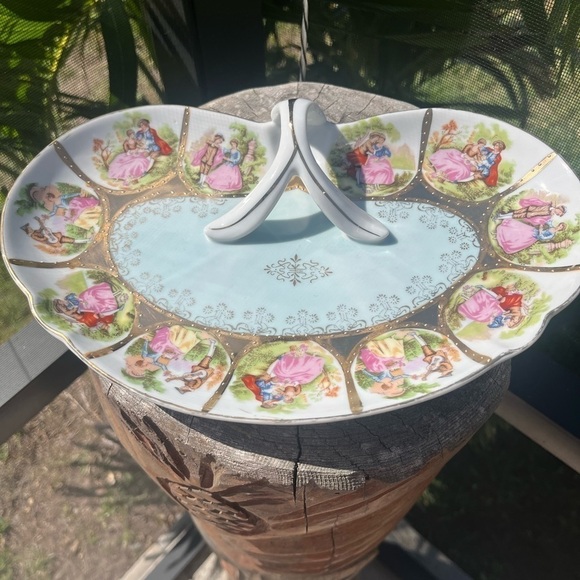 Arnart Creation Heart Courtship Vanity Dish Gold Trim Hand Painted Japan - Picture 5 of 12